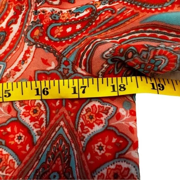 Belle by Kim Gravel Size XXS Paisley Print Bell Sleeve Blouse Top Side Slit NEW - Picture 11 of 15